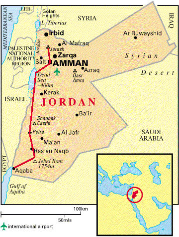 kaart jordanie